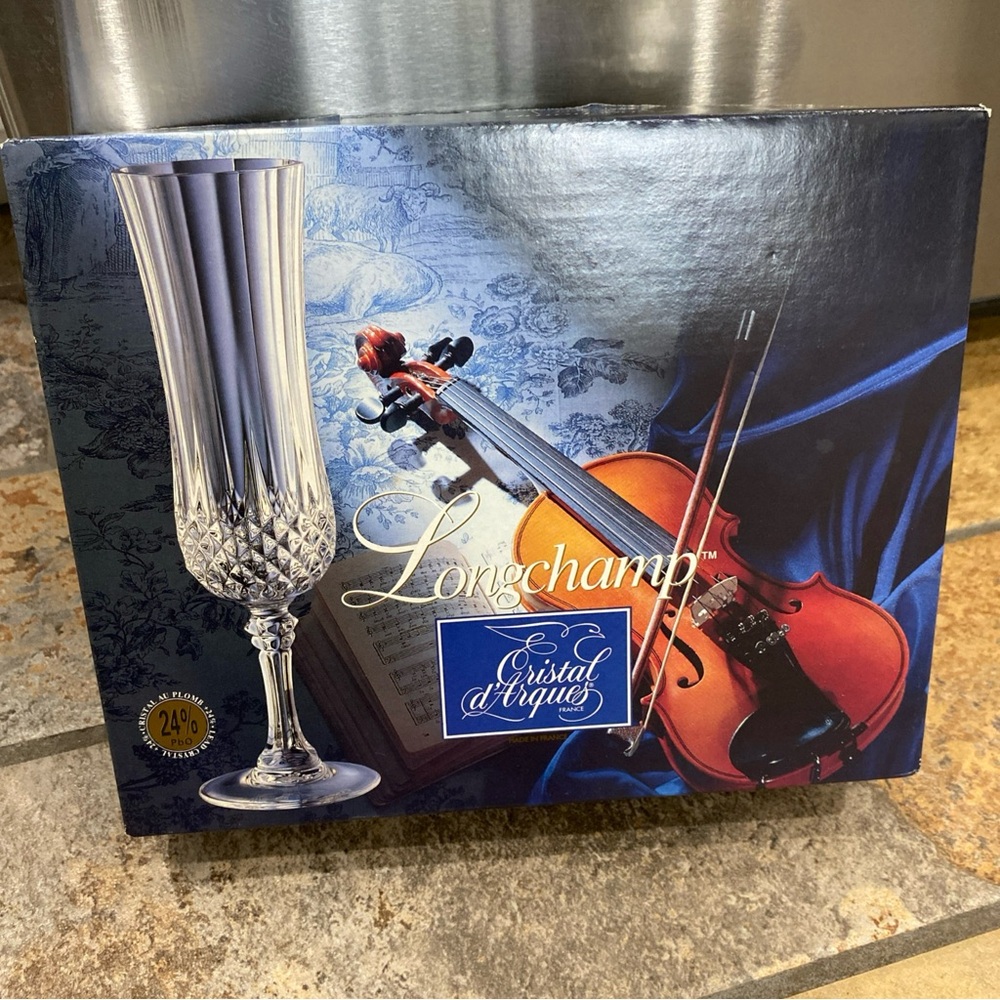 Longchamp Crystal Champagne Flutes - Clear